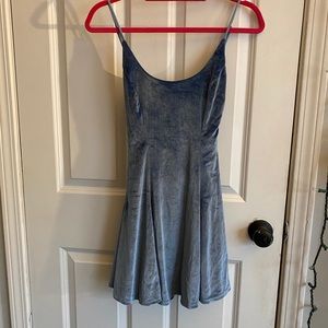 brand new suede blue hoco dress